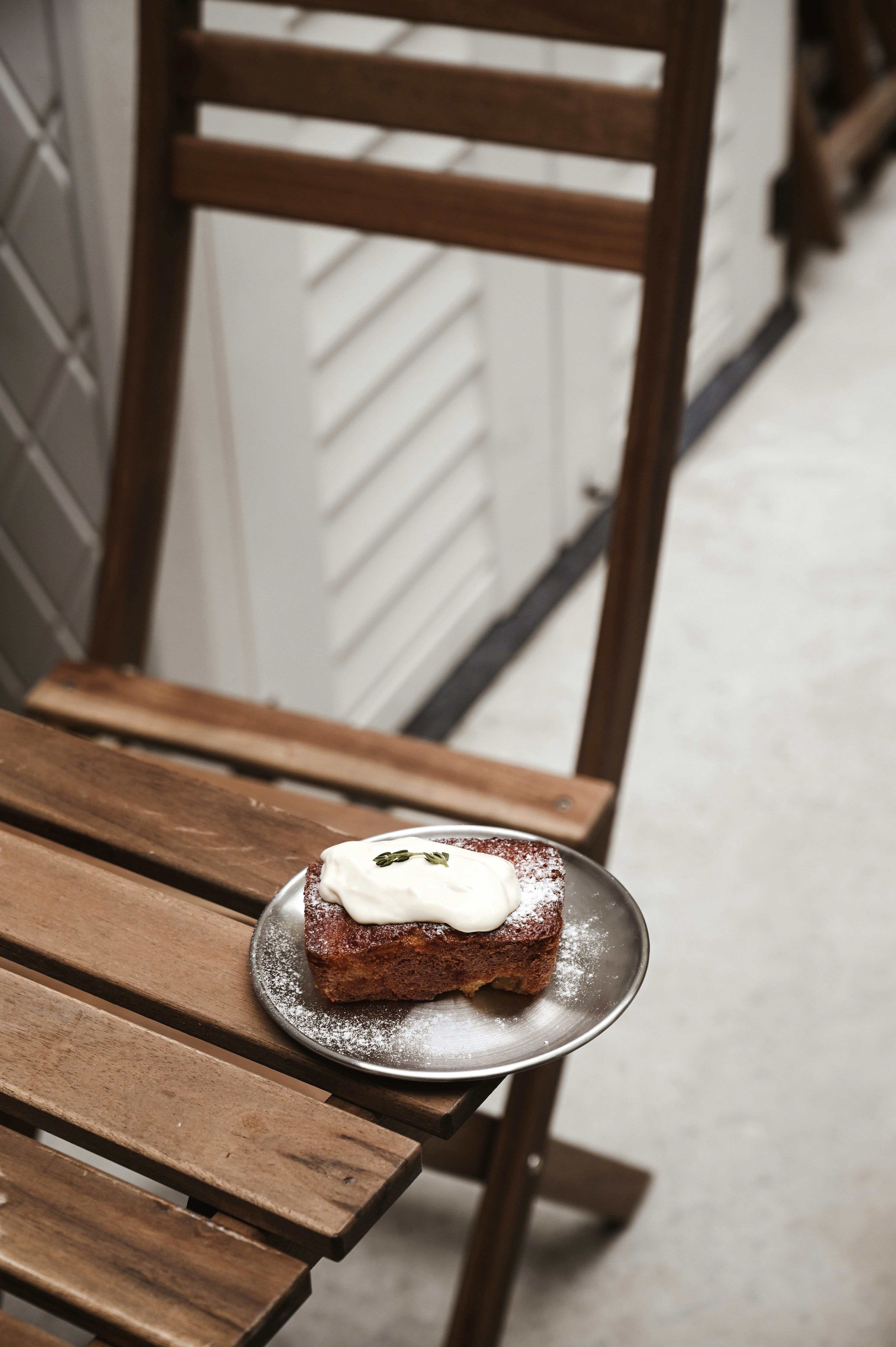 white and brown cake on white ceramic plate